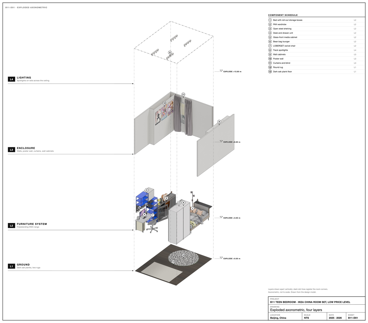 Exploded axonometric