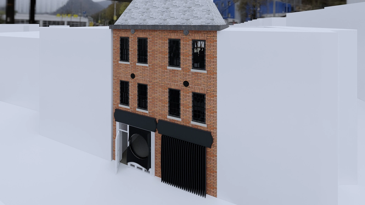Proposed street front, site model