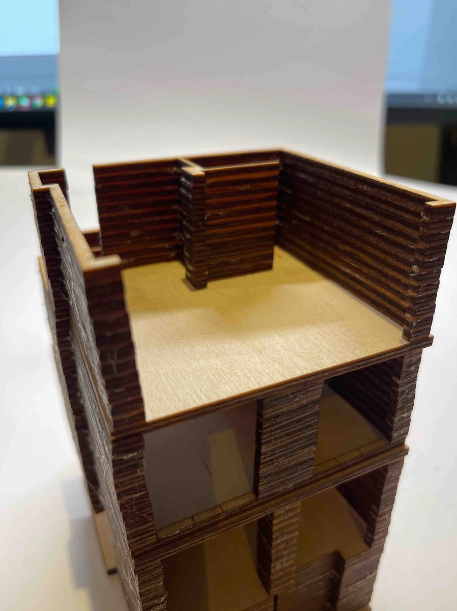 Sketch model, from above: floor plate and walls