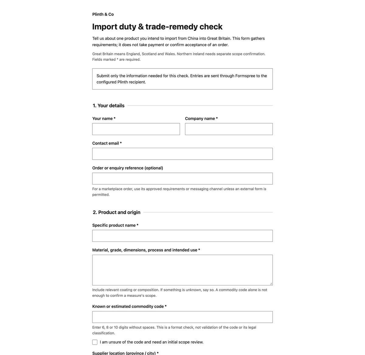 The full check form