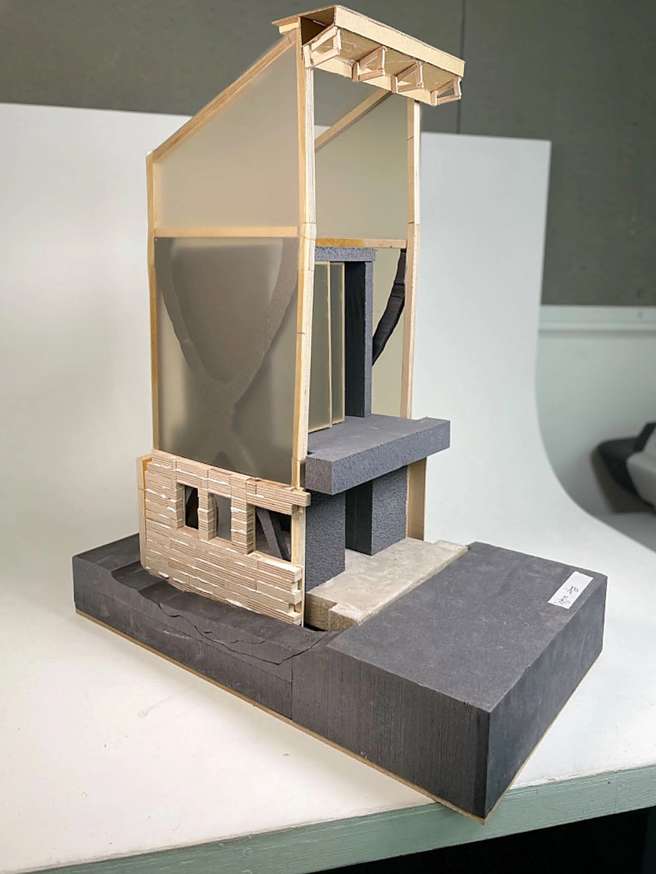 Physical structural model, three-quarter view