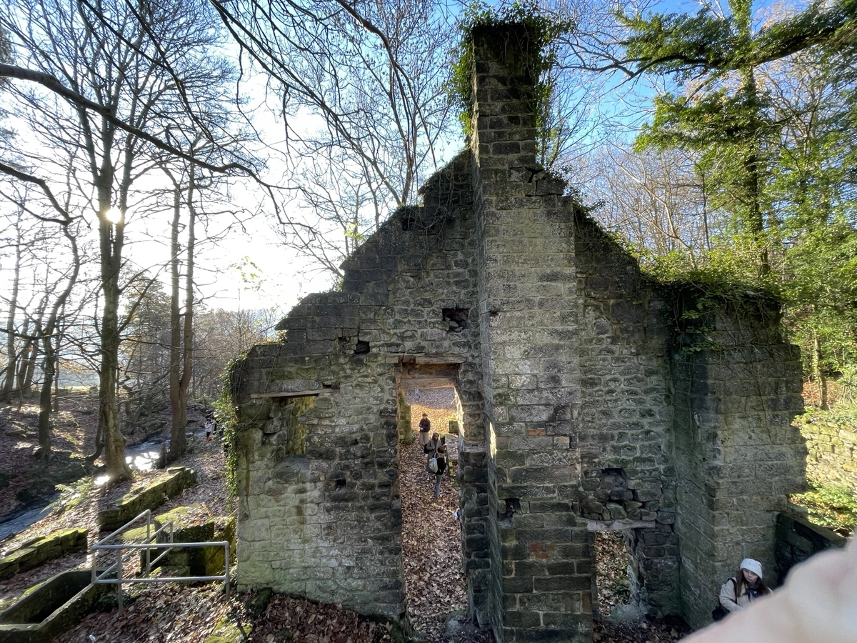 Ruined mill gable with its surviving chimney